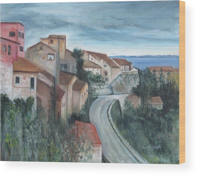 Italy Wood Print featuring the painting Montepulciano by Paula Pagliughi