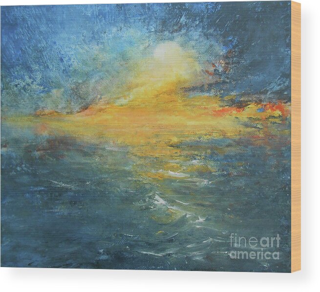 Abstract Wood Print featuring the painting Moon Over by Jane See