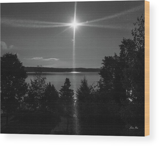 Moon Wood Print featuring the photograph Moon Over Torch Lake 3642 by Jana Rosenkranz