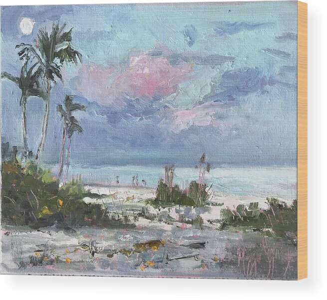 Impressionism Wood Print featuring the photograph Moonrise Sanibel by Maggii Sarfaty