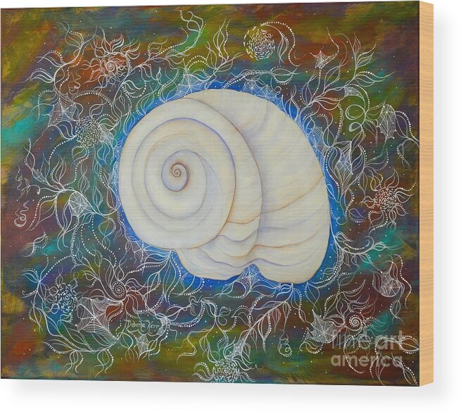 Moonsnail Wood Print featuring the painting Moonsnail Lace by Deborha Kerr