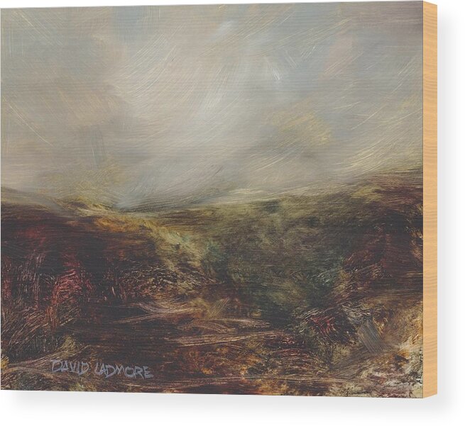 Moorland Wood Print featuring the painting Moorland 76 by David Ladmore