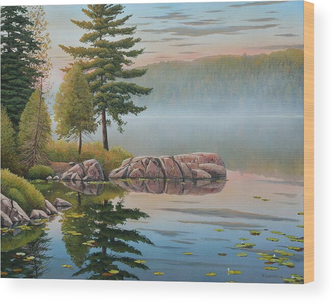Jake Vandenbrink Wood Print featuring the painting Morning Stillness by Jake Vandenbrink