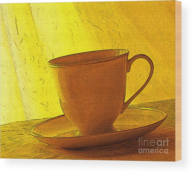 Yellow Wood Print featuring the photograph Morning Teacup by Jacqueline Milner
