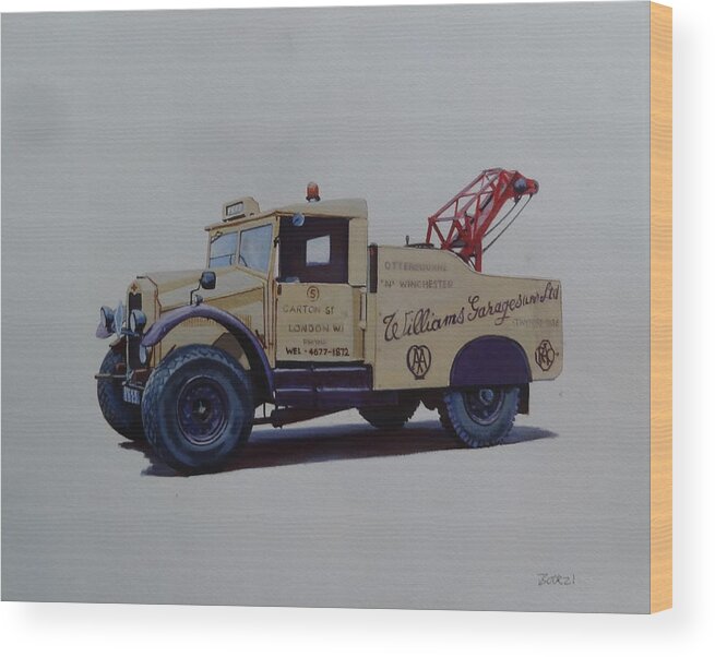 Morris Wood Print featuring the painting Morris Commercial wrecker. by Mike Jeffries