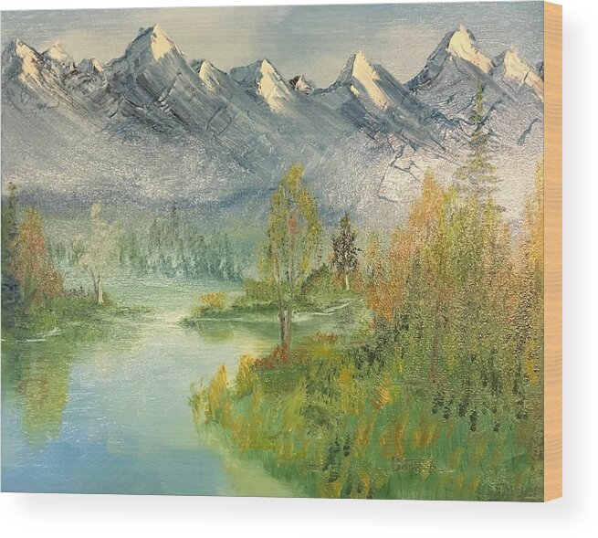 Mountain Wood Print featuring the painting Mountain View Glen by David Bartsch