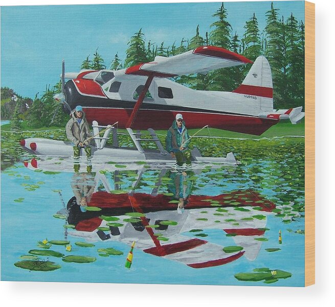 Fishing Wood Print featuring the painting My Secret Spot by Gene Ritchhart
