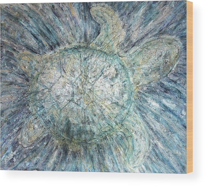Mystical Wood Print featuring the painting Mystical Sea Turtle by Michelle Pier