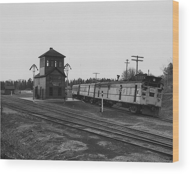 Passenger Train Wood Print featuring the photograph Namakegon at Wisconsin Depot - 1949 by Chicago and North Western Historical Society