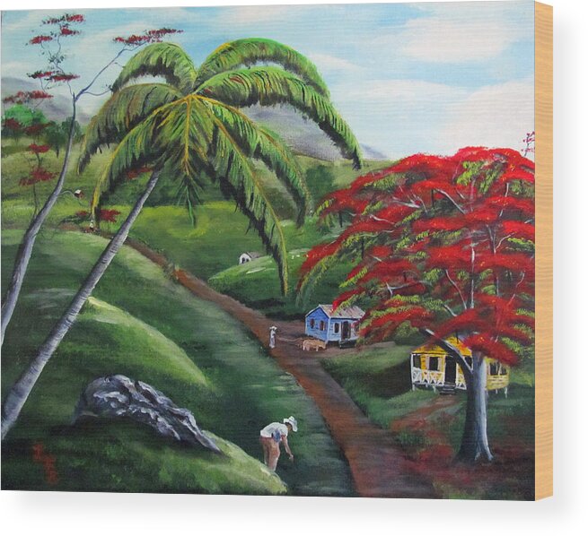 Tropical Wood Print featuring the painting Natures Way by Luis F Rodriguez