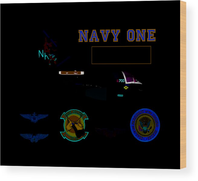 Aviation Wood Print featuring the digital art Navy One by Mike Ray