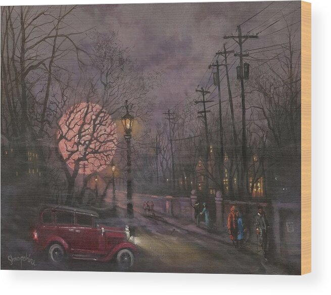 Full Moon Wood Print featuring the painting Nocturne In Lavender by Tom Shropshire