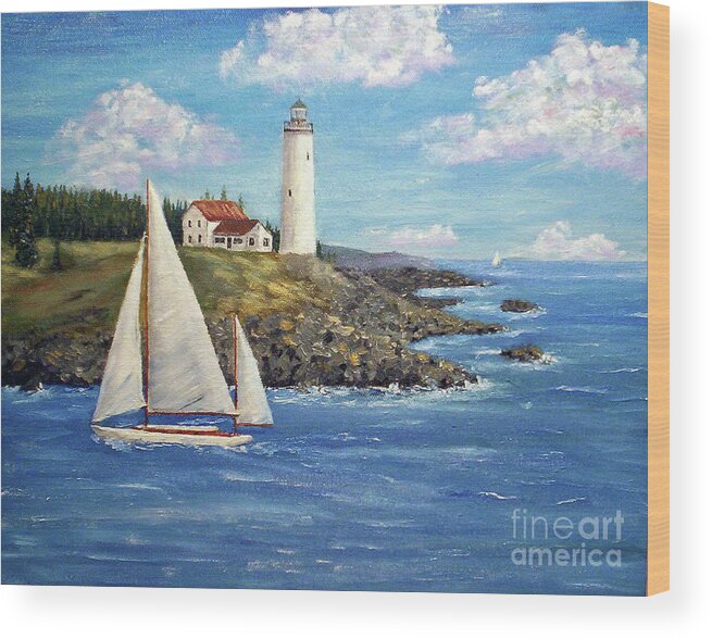 Sailboat Wood Print featuring the painting Northeast Coast by Stanton Allaben