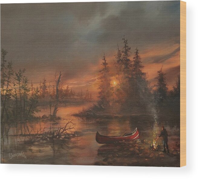 Lake Wood Print featuring the painting Northern Solitude by Tom Shropshire