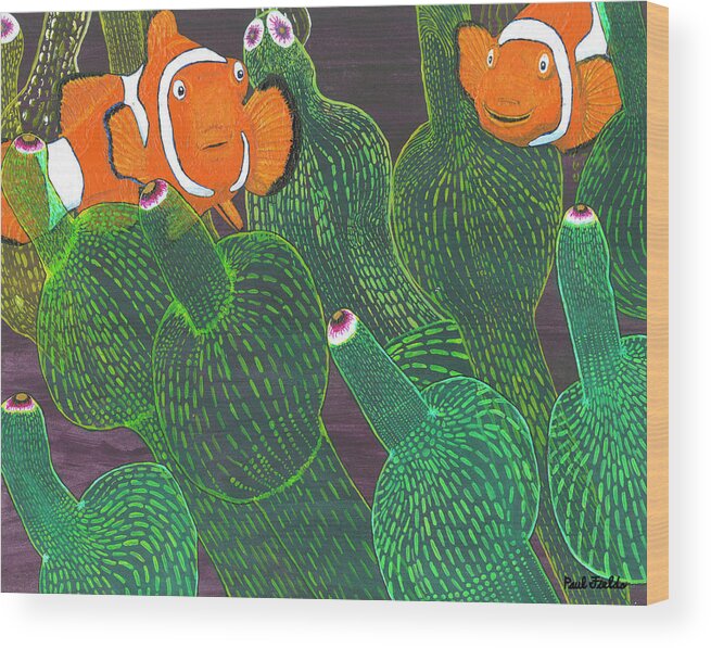 Clown Fish Wood Print featuring the painting November by Paul Fields
