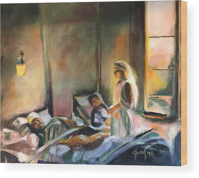 The Artist Josef Wood Print featuring the painting Nurses are Heroes to Heroes by the Artist Josef