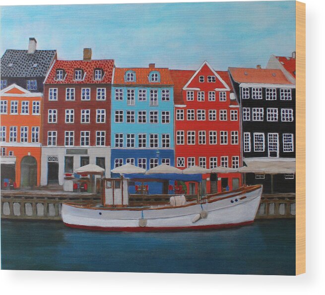 Copenhagen Wood Print featuring the painting Nyhavn Copenhagen by Deborah Boyd