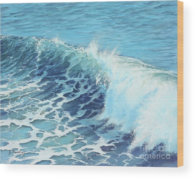 California Surfer Wood Print featuring the painting Ocean's Might by Joe Mandrick