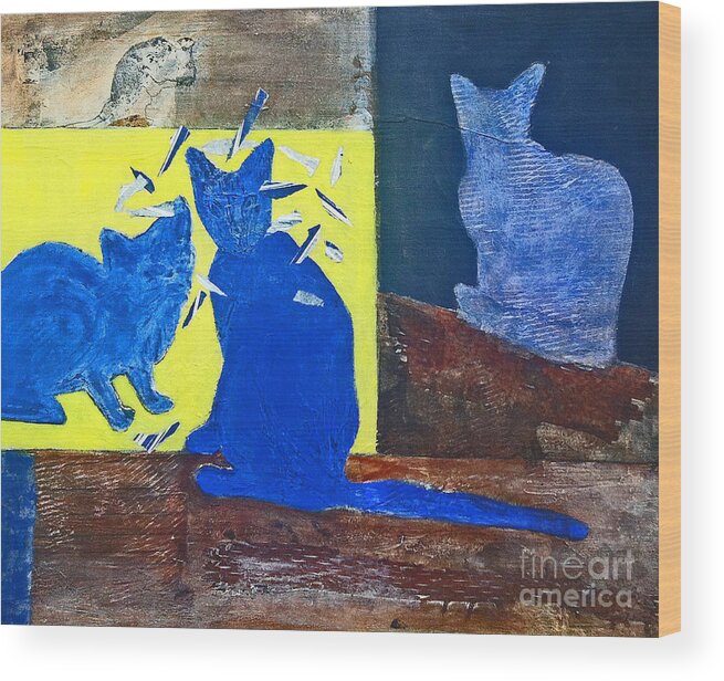 Blue Wood Print featuring the painting Odd One Out by Elizabeth Bogard