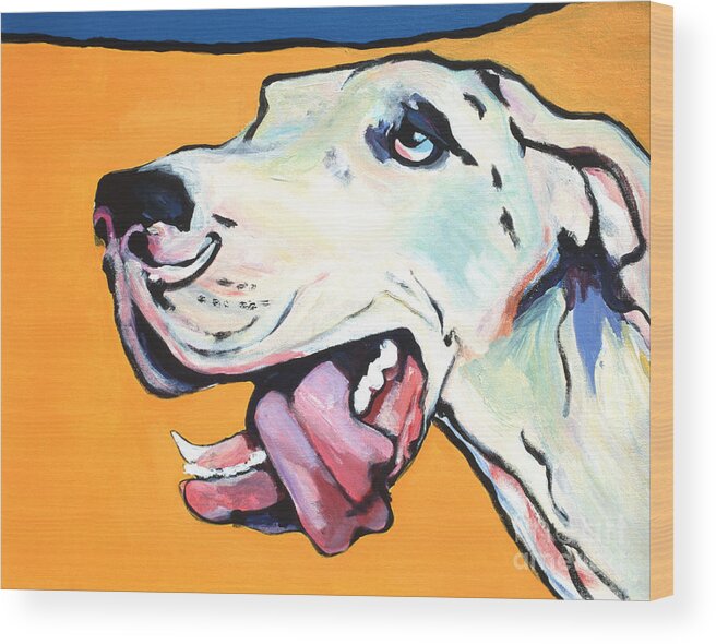 Commissioned Pet Portraits Available Wood Print featuring the painting Ol' Blue Eye by Pat Saunders-White