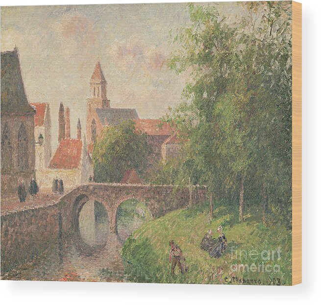 Old Bridge Wood Print featuring the painting Old Bridge in Bruges by Camille Pissarro by Camille Pissarro