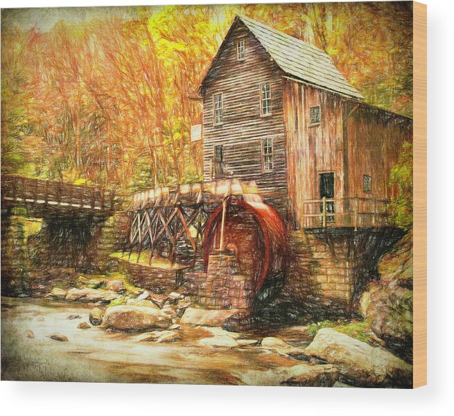 Grist Mill Wood Print featuring the photograph Old Grist Mill by Mark Allen