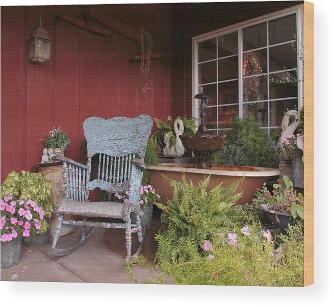 Rocking Wood Print featuring the photograph Old Rockin' Chair by Susan Rissi Tregoning