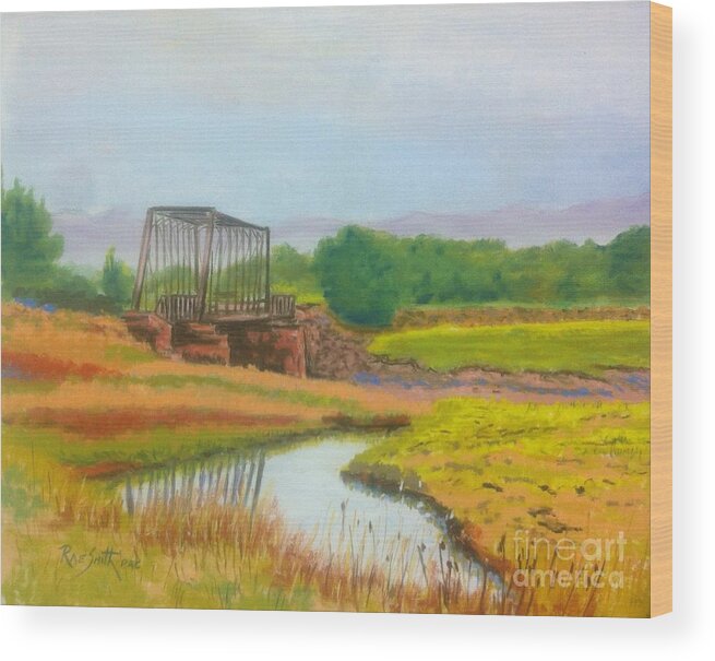 Pastels Wood Print featuring the pastel Old Train Bridge -Annapolis Royal by Rae Smith PAC