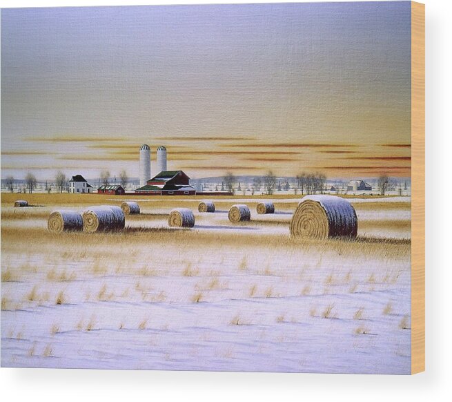 Landscape Wood Print featuring the painting Ontario Farm Country by Conrad Mieschke