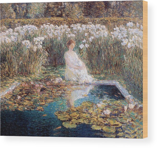 Childe Hassam Wood Print featuring the painting Lilies #1 by Childe Hassam