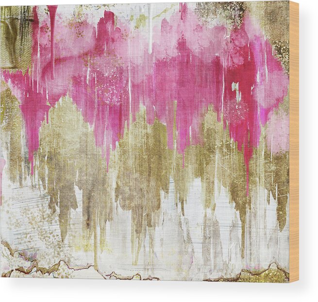 Ikat Wood Print featuring the painting Opulence Rose by Mindy Sommers