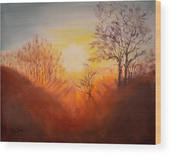 Welland River Wood Print featuring the painting Out of the Winter Morning Mists - 2 by Peggy King