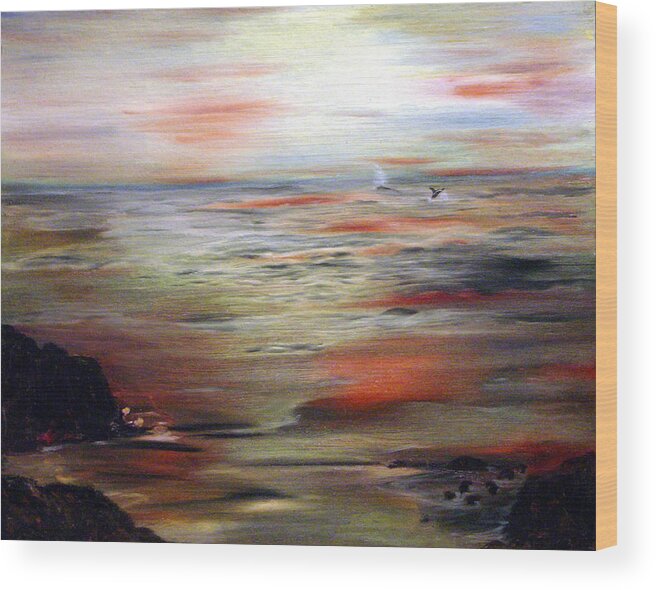 Seascape Wood Print featuring the painting Out to Sea by Julie Lamons