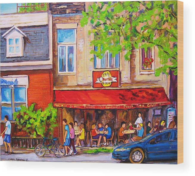 Montreal Wood Print featuring the painting Outdoor Cafe by Carole Spandau