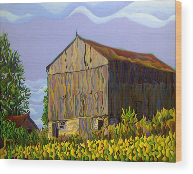 Barn Wood Print featuring the painting Overgrowth Sanctuary by Amy Ferrari