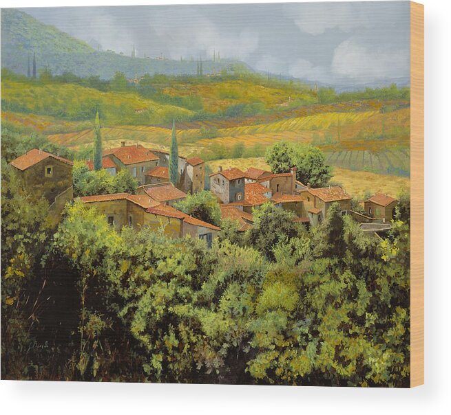 Tuscany Wood Print featuring the painting Paesaggio Toscano by Guido Borelli