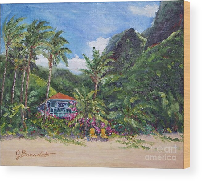 oil Panting Wood Print featuring the painting Paradise Found by Jennifer Beaudet