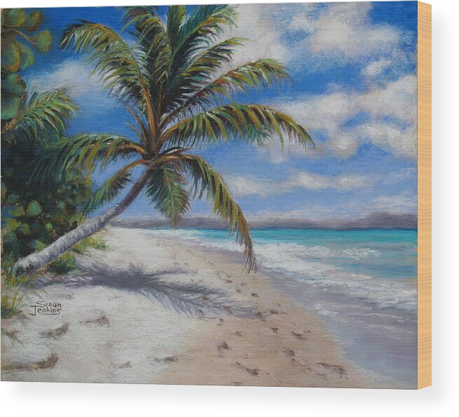Landscape Wood Print featuring the pastel Paradise Found by Susan Jenkins