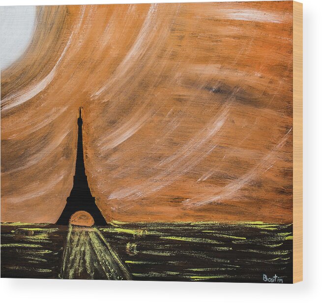 Paris Wood Print featuring the painting Paris at night by Julien Boutin