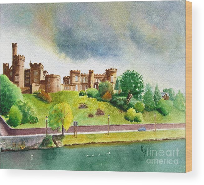 Scotland Wood Print featuring the painting Partly Cloudly by Karen Fleschler