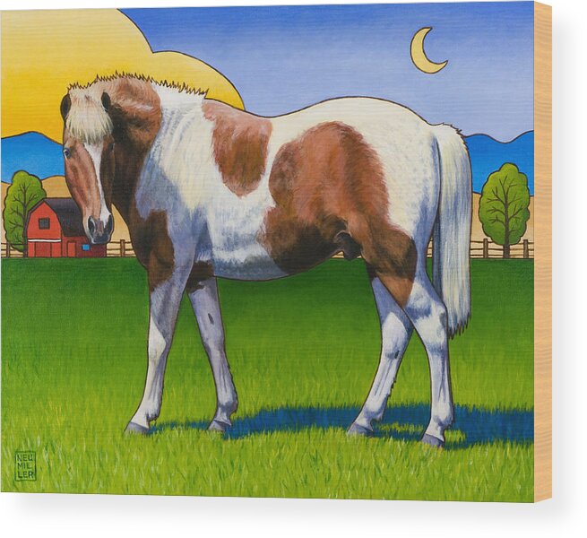 Pony Wood Print featuring the painting Patches by Stacey Neumiller
