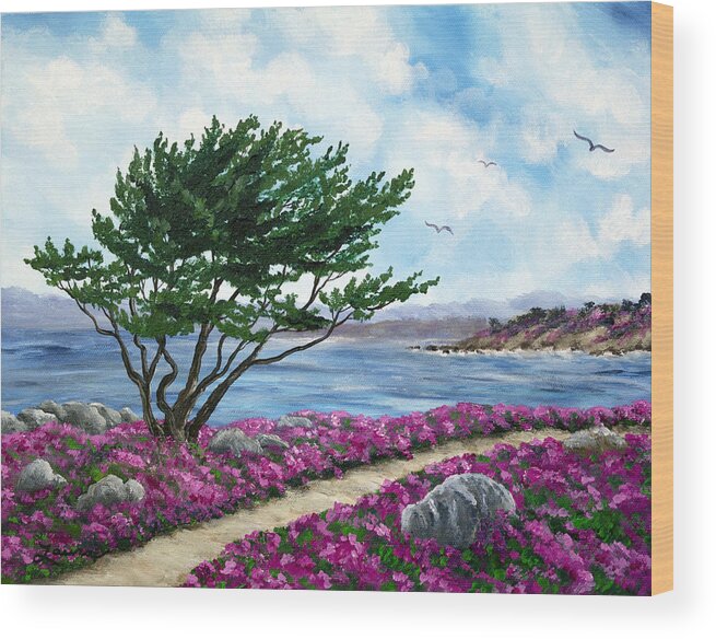 California Wood Print featuring the painting Path by a Cypress Tree in May by Laura Iverson