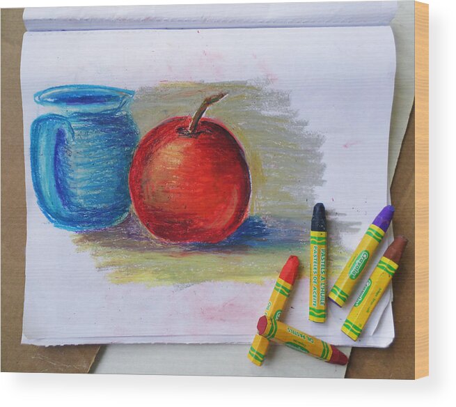 Oil Wood Print featuring the drawing Petit Exercice En Pastel L'huile by Ginny Schmidt