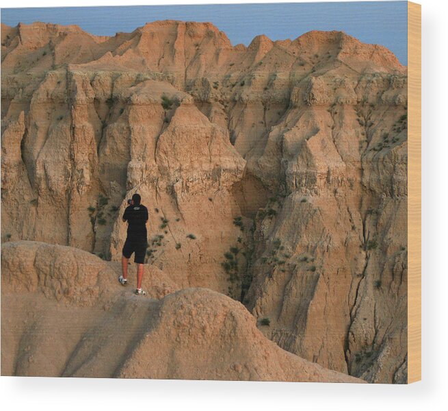 Badlands Wood Print featuring the photograph Photographer in the Badlands by Brook Burling