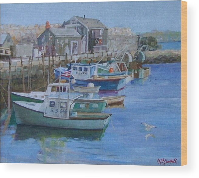 Lobster Boats Wood Print featuring the painting Pidgeon Cove by Michael McDougall