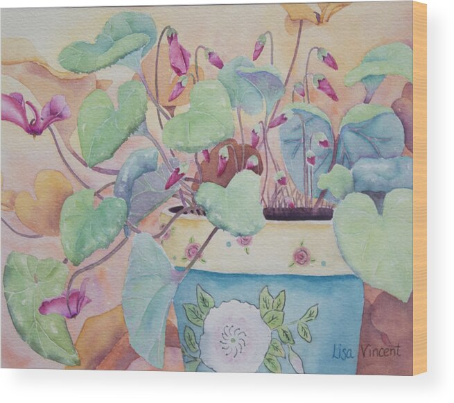 Giclee Wood Print featuring the painting Pink and Amber by Lisa Vincent