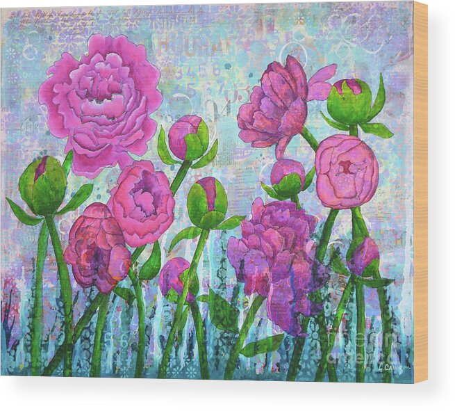 Peony Wood Print featuring the painting Pink Punch by Lisa Crisman