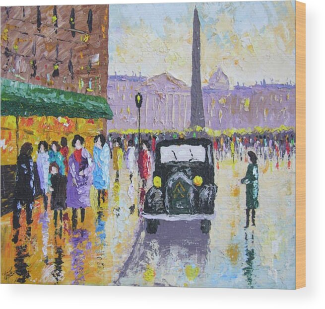 Seascape Wood Print featuring the painting Place de la Concorde Paris by Frederic Payet