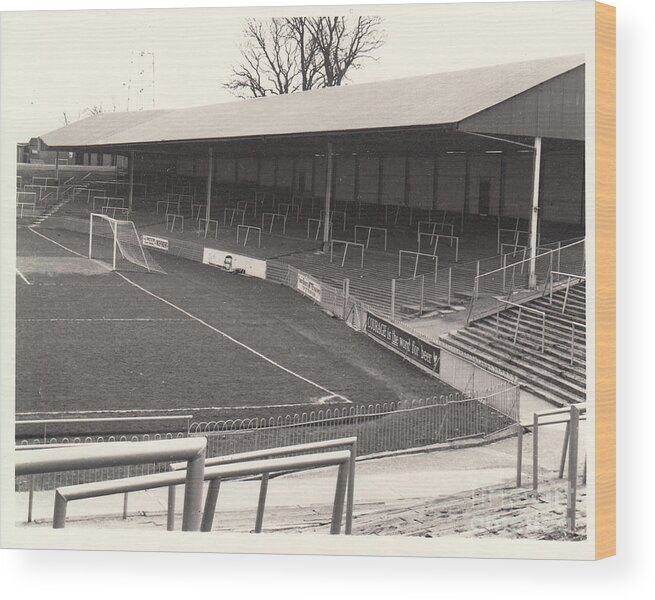 Wood Print featuring the photograph Plymouth Argyle - Home Park - Devonport End 1 - BW - 1960s by Legendary Football Grounds