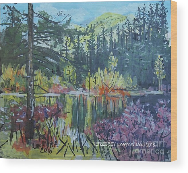 Acrylic Wood Print featuring the painting Pond Reflections by Joseph Mora